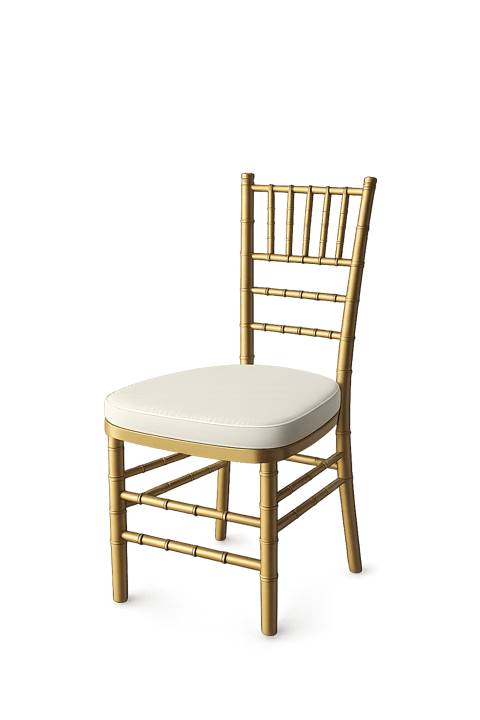Gold Chiavari Chairs with Ivory Cushion — Chairs rental in the Coachella Valley, California
